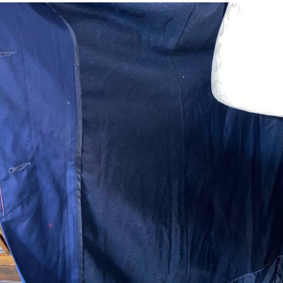 Vintage Investment Hooded Belted Trenchcoat Blue and Red Women's Size 10 - Picture 16 of 16